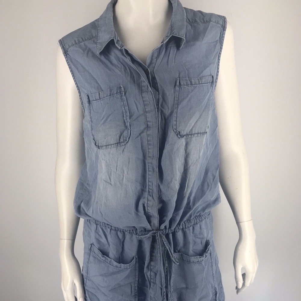 Chambrai Brand Chambray Sleeveless Shirt Dress